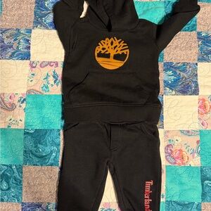Timberland Kids Black and Orange Jogger Set